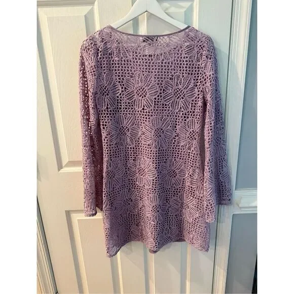 Majorelle Revolve Calvin Lavender Crochet Floral Pattern Crochet Bell Sleeve Dre - Picture 9 of 10